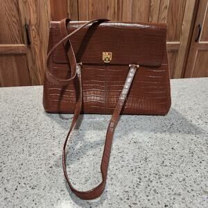 Vintage Etienne Aigner Croc Embossed Satchel Purse Bag